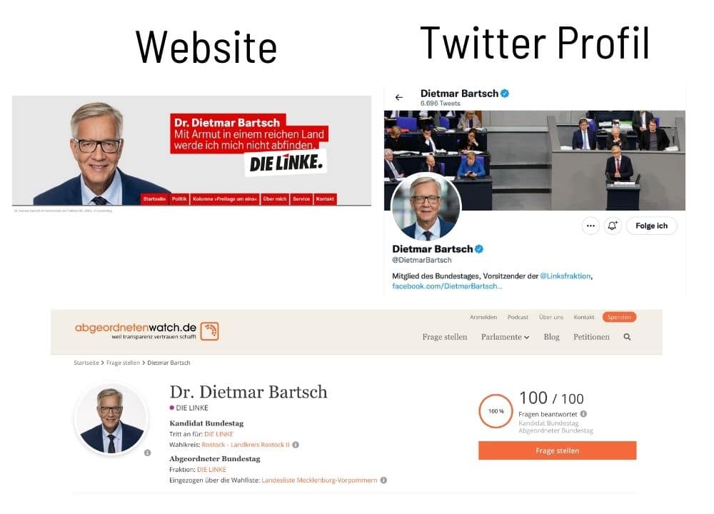 Dietmar Bartsch Personal Branding Profil Website Twitter Personal Branding als Spitzenkandidat für den Bundestag Doreen Ullrich Blog