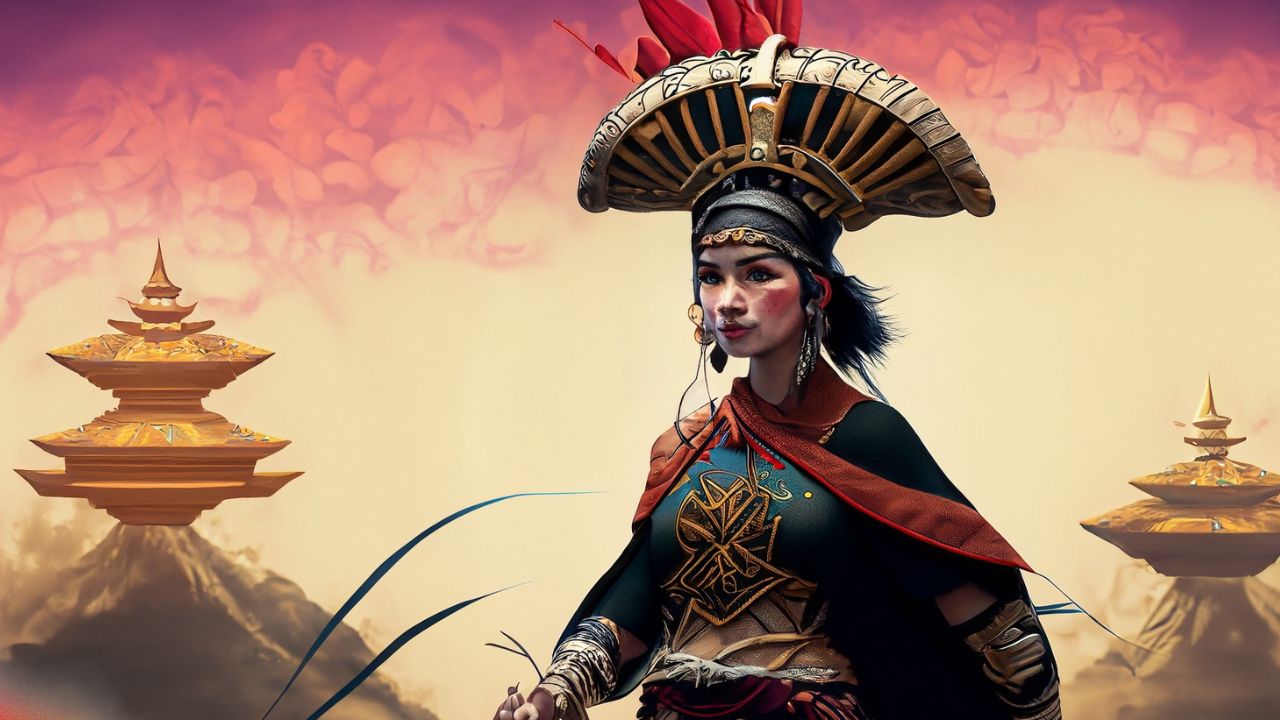 Mulan as a female warrior archetypes of love, Adobe Firefly