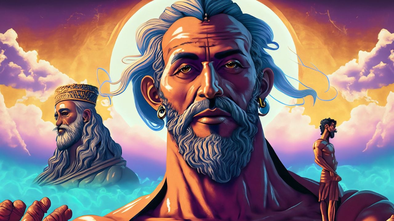 Zeus, der Vater-Archetyp, dargestellt als Vater aller Götter, Doreen Ullrich, erstellt mit Firefly